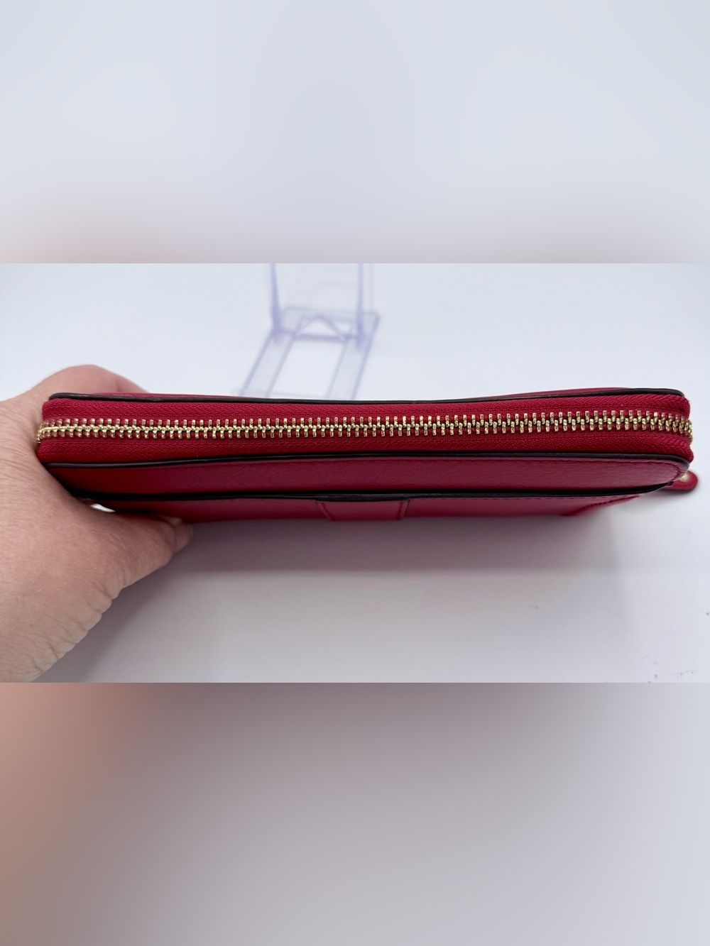 Coach Soho Leather Zip Around Accordion Wallet Red Brass Buckle - Picture 4 of 9